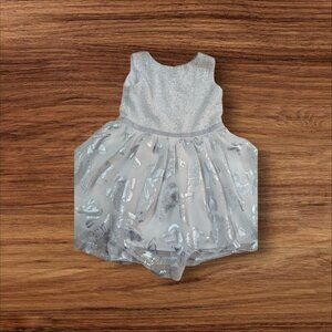 The Childrens Place 4T Silver Glitter Butterfly Tulle Party Dress  gray